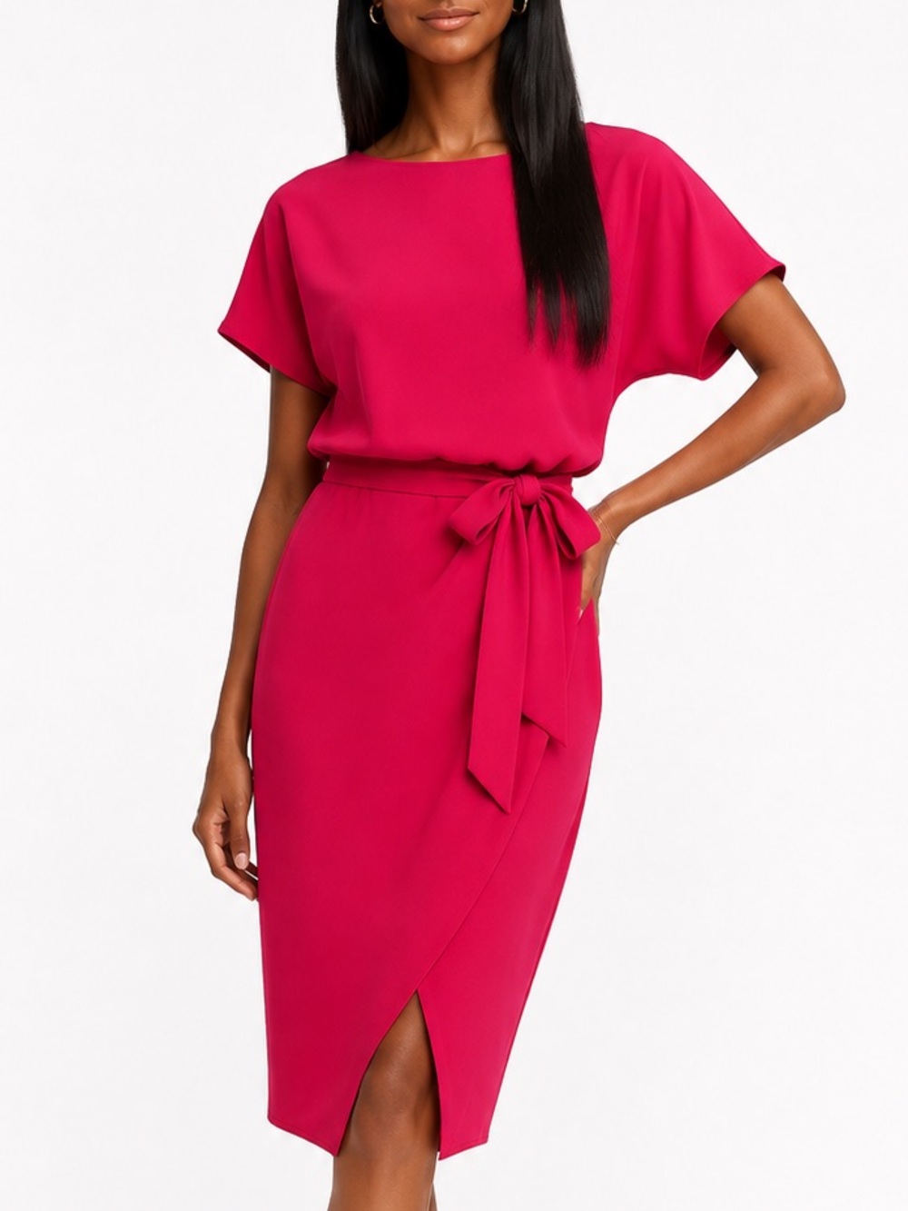 KENSIE Pink Sheath Dress Tulip Hem Side Tie Size 10
